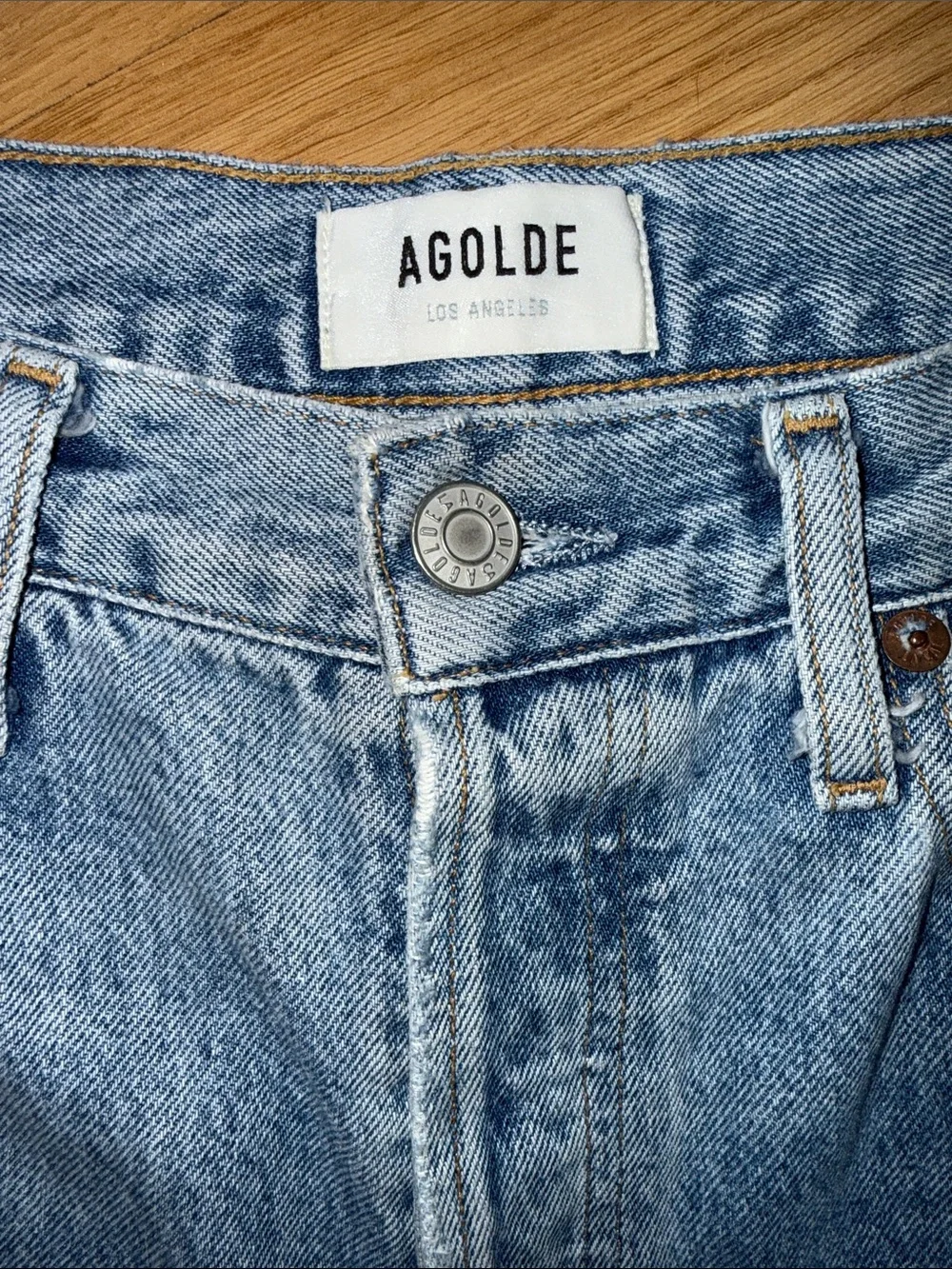 AGOLDE Light Blue Wide Cropped Straight-Leg Denim Jeans Size 29 Buttonfly - Picture 2 of 6